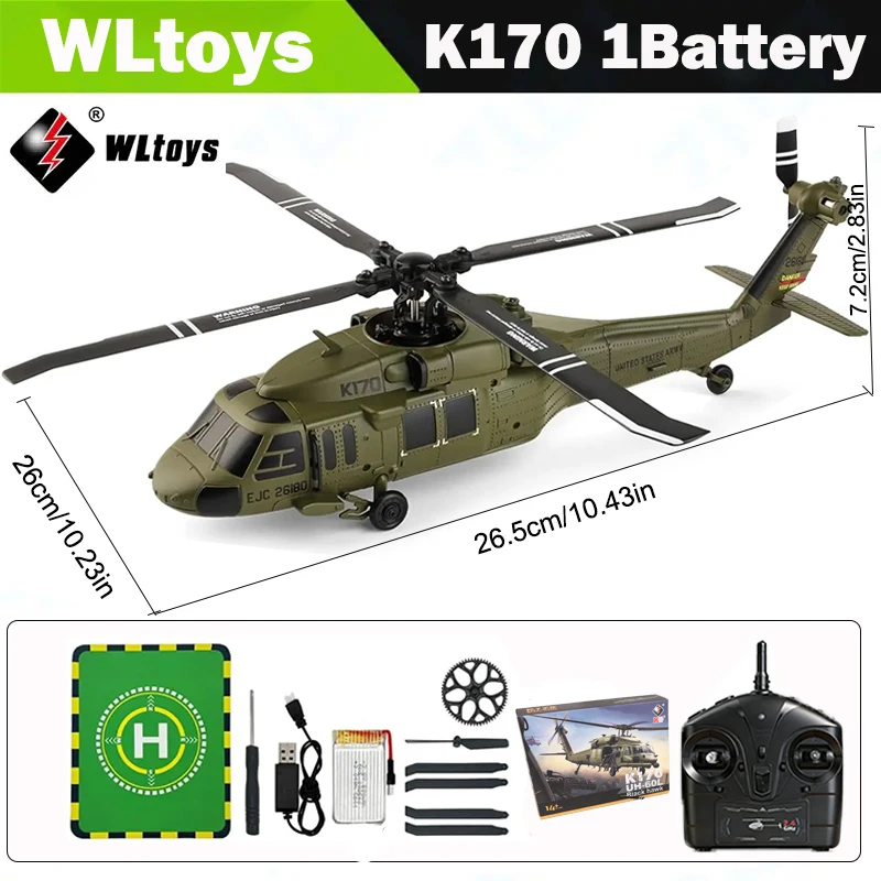 

XK WLtoys K170 RC Helicopter 2.4G 6-Aixs Gyroscope 4CH Altitude Hold Optical Flow Remote Control Helicopter Toys for Children
