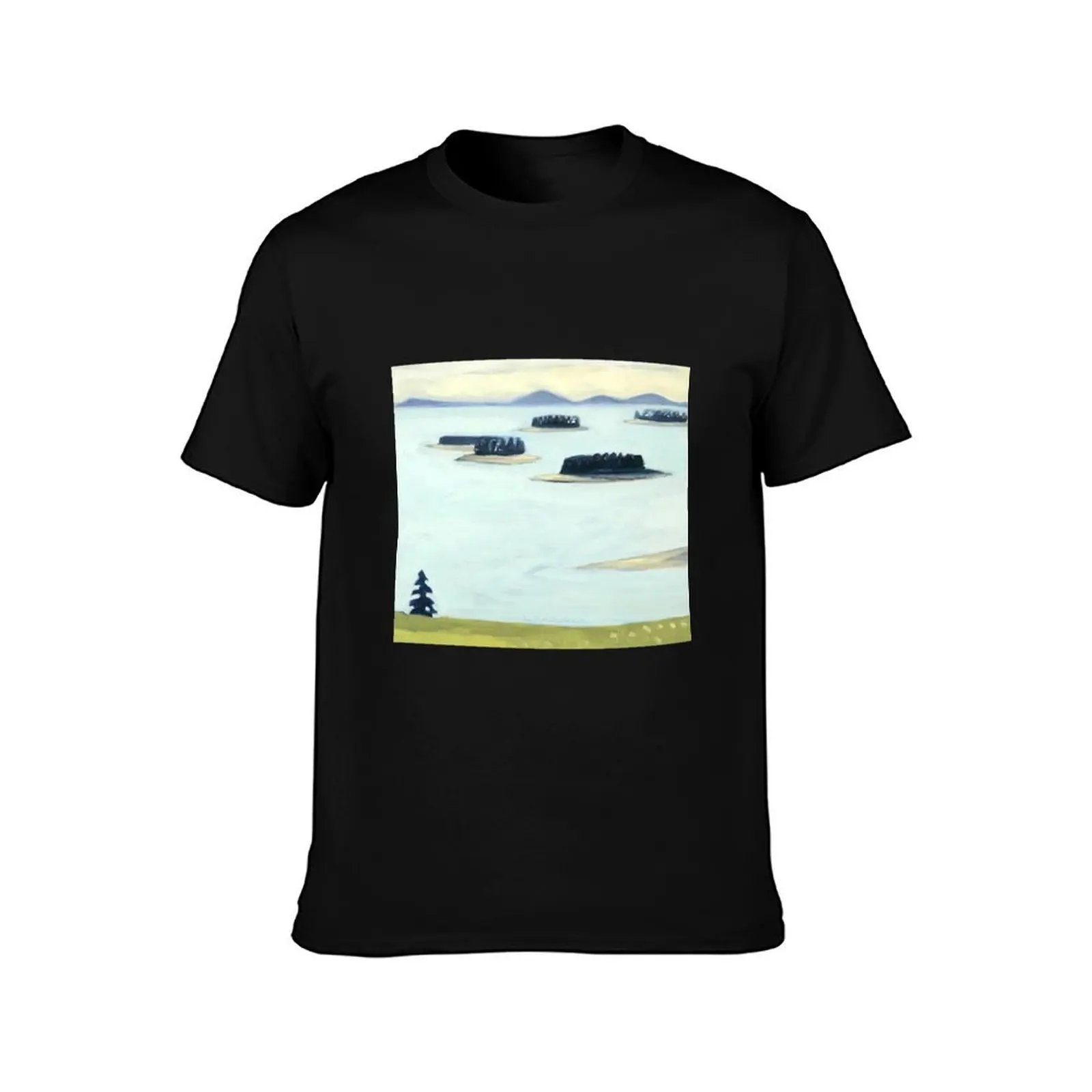 DISTANT DEER ISLE T-Shirt, Summer Casual Cotton Tee, Oversized Streetwear Tops, Vintage Graphic Print, Loose Fit Short Sleeve