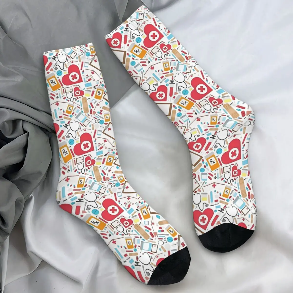 

Медицинские инструменты для медсестер, носки, современные чулки для взрослых и мужчин, мягкие дышащие велосипедные носки, нескользящие носки с весенним принтом