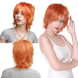 S-noilite Synthetic Short Wig Blue Brown Black Women Men Cosplay Costume Party Head Wigs Hair