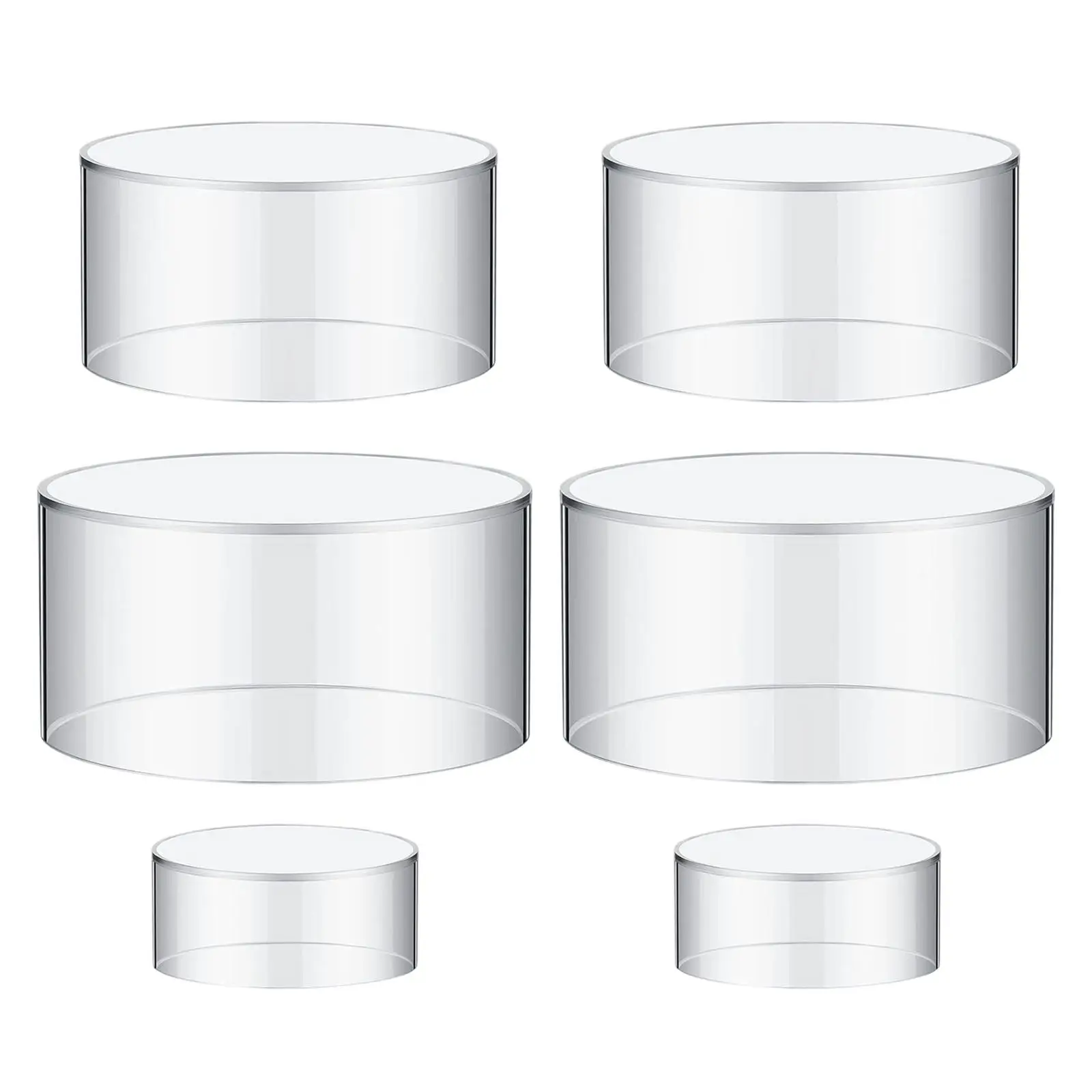 6x Buffet Risers Collectibles Figures Display Shelf ,Acrylic Circular Display Stand Storage Box, Jewelry Display Rack for Party,