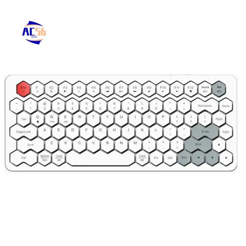

AC56-перезаряжаемая Bluetooth-клавиатура, красочные шестигранные колпачки для клавиш, Bluetooth 5,1 и проводная двухрежимная клавиатура для ПК, ноутбука