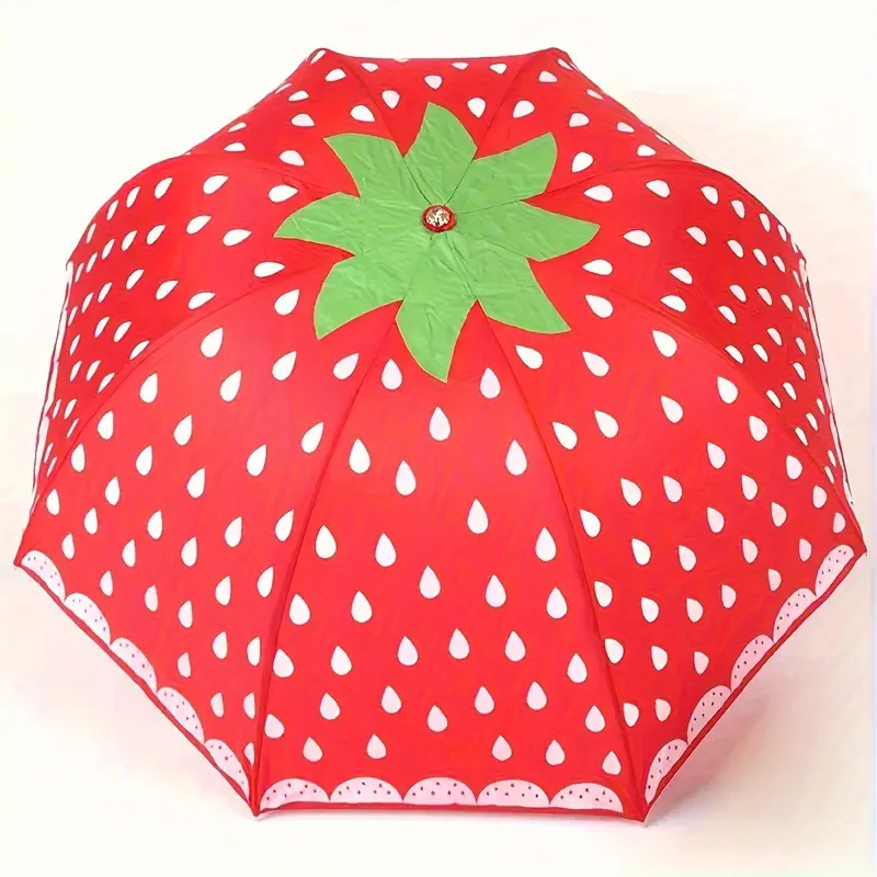 

1PC Strawberry Pattern Umbrella Ultra Light Umbrella Folding Umbrella Cute Decorative Umbrella Manual Suitable for Student Women