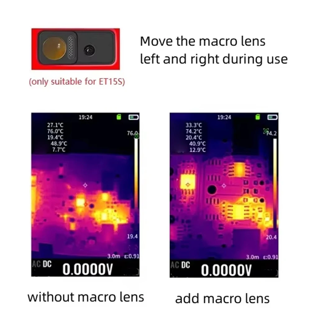 ET15S-Specific Macro Lens for High-Definition Thermal Imaging in Electronics Testing and Equipment Troubleshooting
