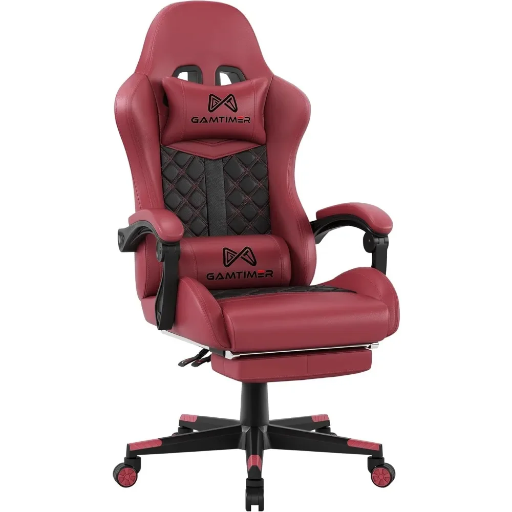 Gaming Chair,Computer Chair with Footrest and Lumbar Support,Breathable PU Leather,4D Lumbar Support and Headrest,360 Degree