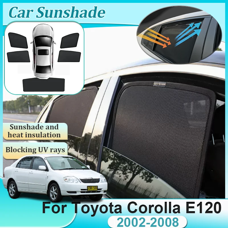 For Toyota Corolla E120 Accessories  2002-2008 Magnetic Sunshade Side Window Visor Sun ProtectionPrivacy Shading Car Accessories