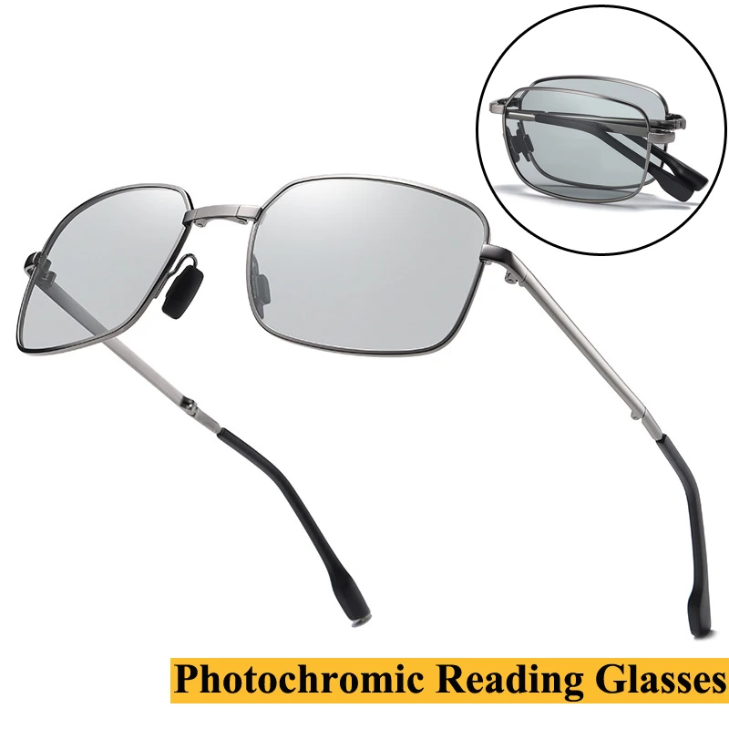 

Multifocal Reading Glasses Men Women Anti Blue Light Folding Photochromic Progressive Presbyopia Eyeglasses Diopter +1.0 To +4.0