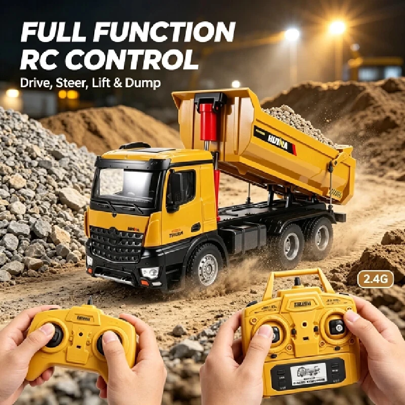 Huina 582 Rc Dump Truck Alloy Electric Simulated Remote Control Work Vehicle Hobby Model Toy For Boys Kids Adults