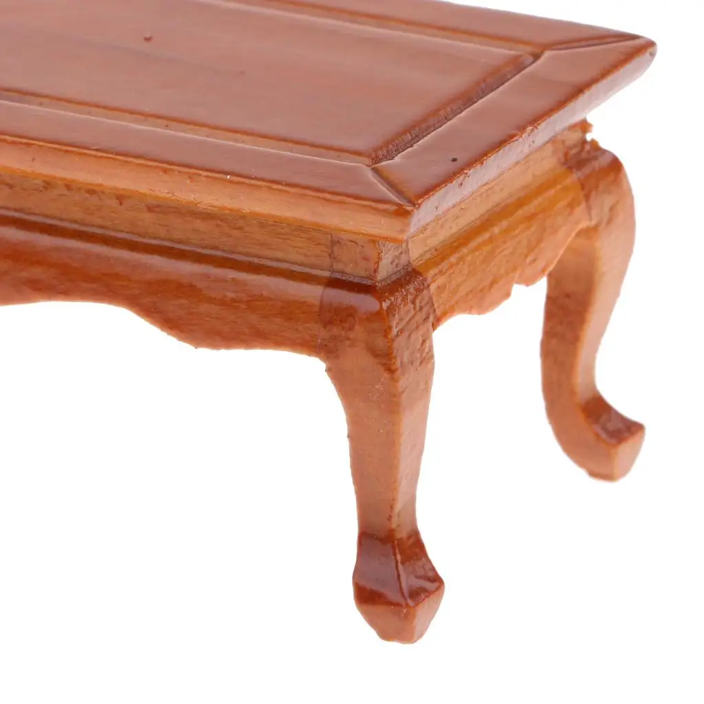 Mesa de chá de madeira em miniatura, artesanato retrô de casa de bonecas 1/12, simulação de brinquedo, mini mesa de centro, acessório de decoração de sala de estar