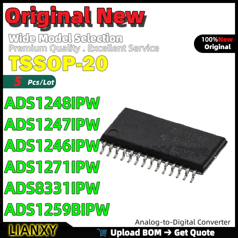

5pcs TSSOP-20 ADS1248IPW ADS1247IPW ADS1246IPW ADS1271IPW ADS8331IPW ADS1259BIPW Analog-to-Digital Converter New Original