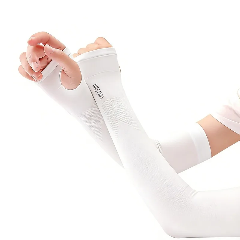 

Ultra-thin Ice Silk Sun Protection Arm Sleeves Cool Breathable Anti-UV Thumb Hole Unisex Arm Covers