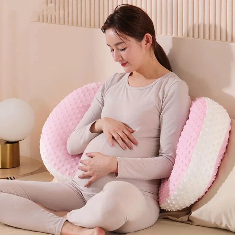 High-quality U-shaped Pregnant Woman Pillow Late Pregnancy Side Sleeping Artifact Simple Solid Color Maternity Back Cushion