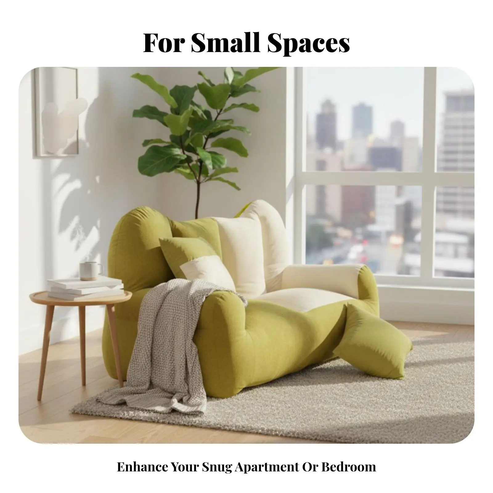 Imagen 4: Sofá de 2 Plazas sin Marco, Asientos Cómodos para Interiores, Acolchado Ergonómico, Cómodo para los Pieleros, Ideal para Apartamentos