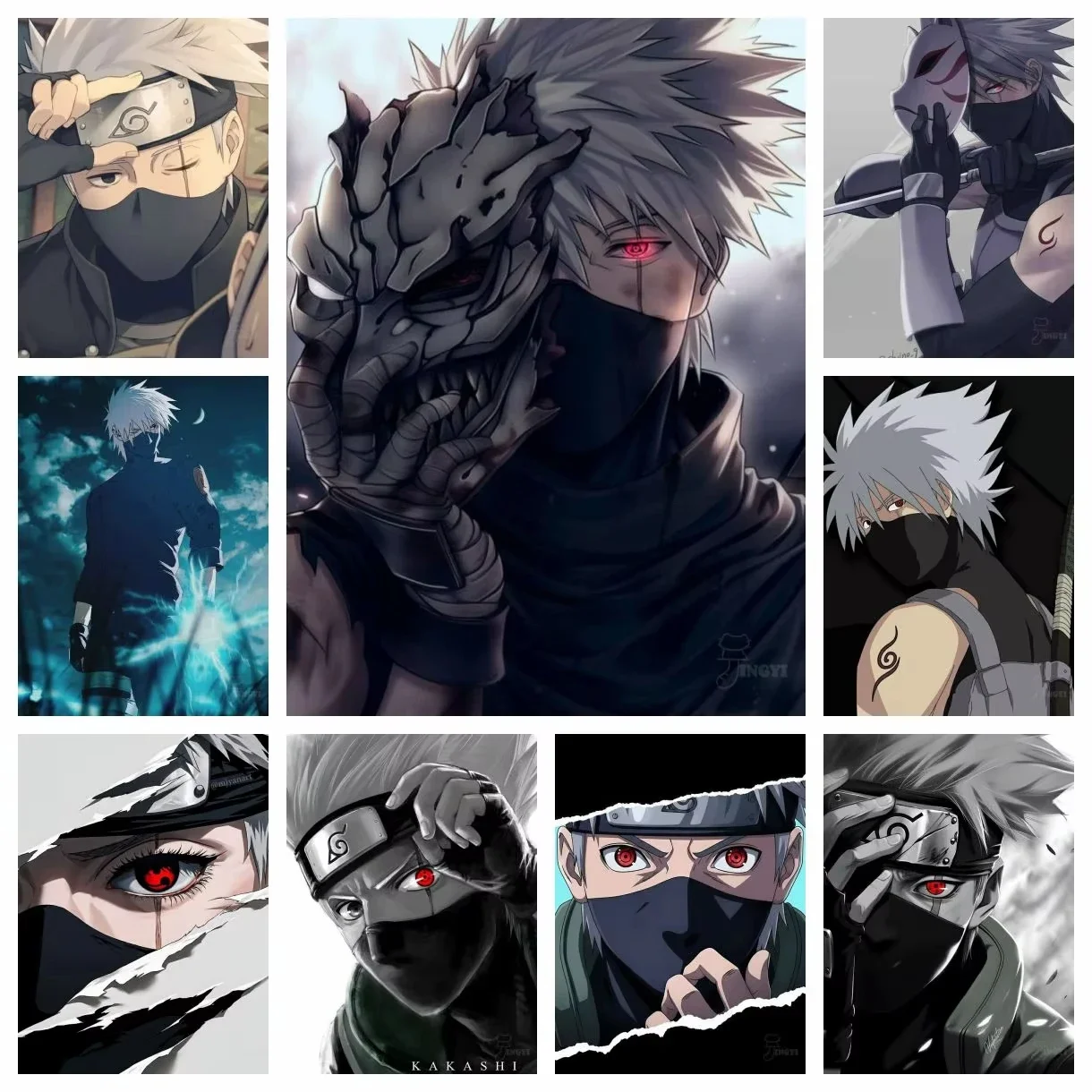 Naruto Kakashi Kakashi Japanese Anime CanvasKit Cartoon Embroidery Mosaic Home Decoration Kids Gift