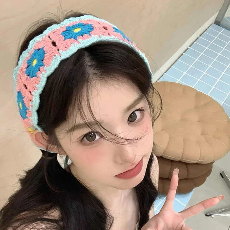 

Crochet Knitted Floral Headband Scarf Women Girls Boho Hair Accessories Summer Festival Stylish