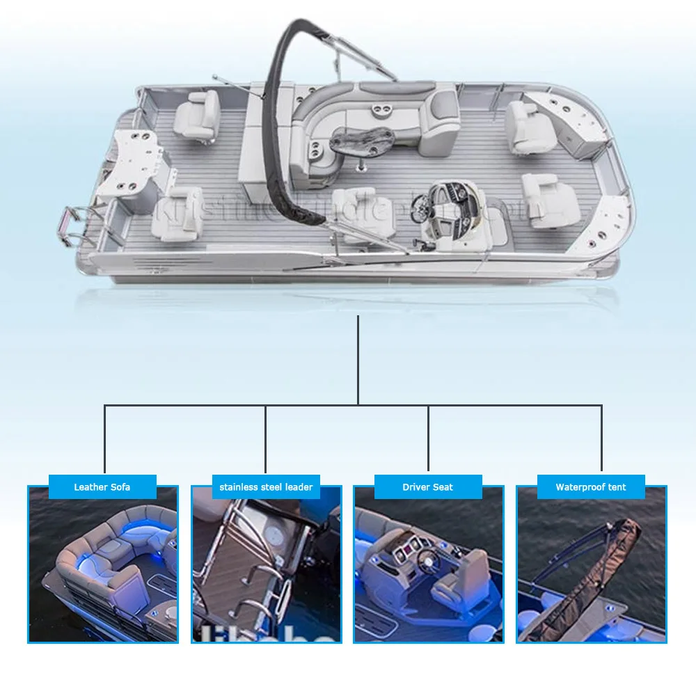 FL Customized Wholesale 2026 Luxury Yacht With  Cabin Cruiser New Marine Equipment Aluminum Pontoon Boat for Outdoor Floating