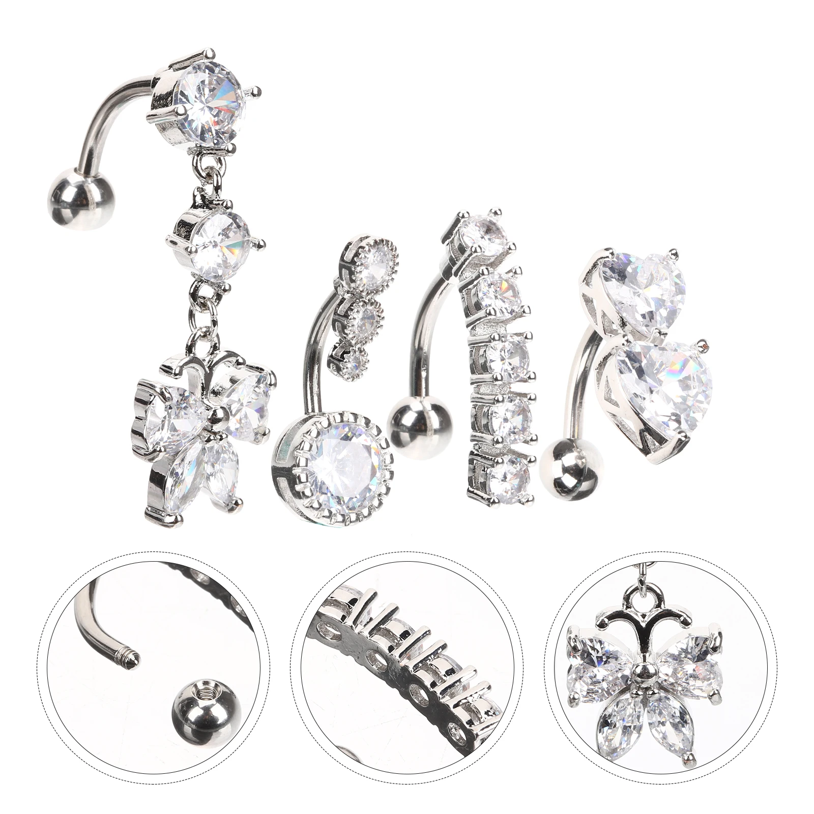 

Stainless Steel Belly Button Rings Shiny Navel Ring for Women Piercing Jewelry Silver Color Personalized Design