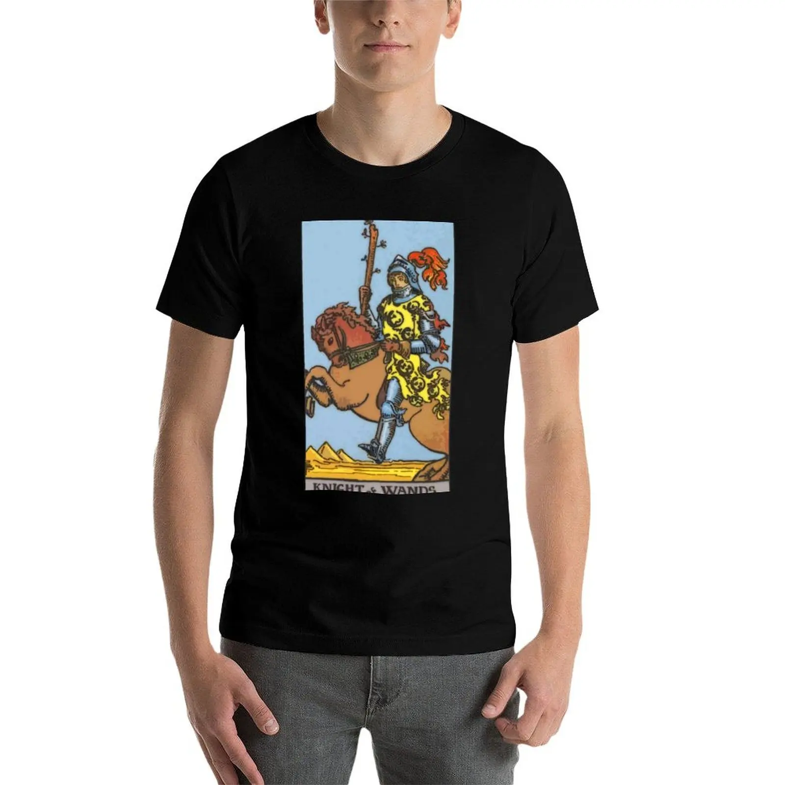 

Knight of Wands Tarot Card Rider Waite Classic T-Shirt man graphic t shirt anime t shirts for man t shirt custom print T-Shirt