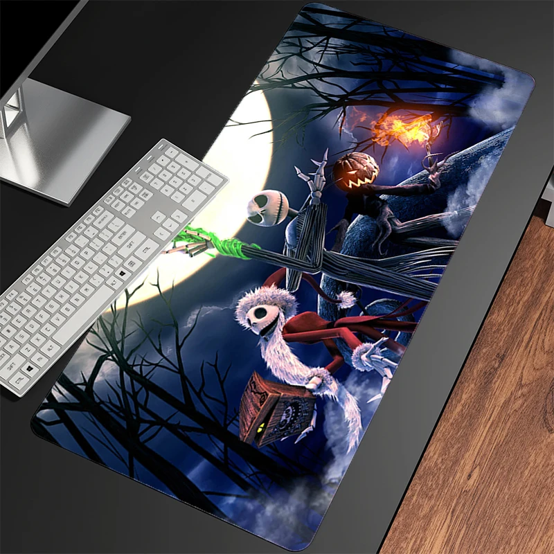 Alfombrilla de ratón Jack Skellington Edge, alfombrilla blanca con estampado HD para Gamer, alfombrilla de escritorio para ordenador, teclado de mesa moderno, alfombra para ordenador portátil, alfombrilla para ratón para juegos XXL