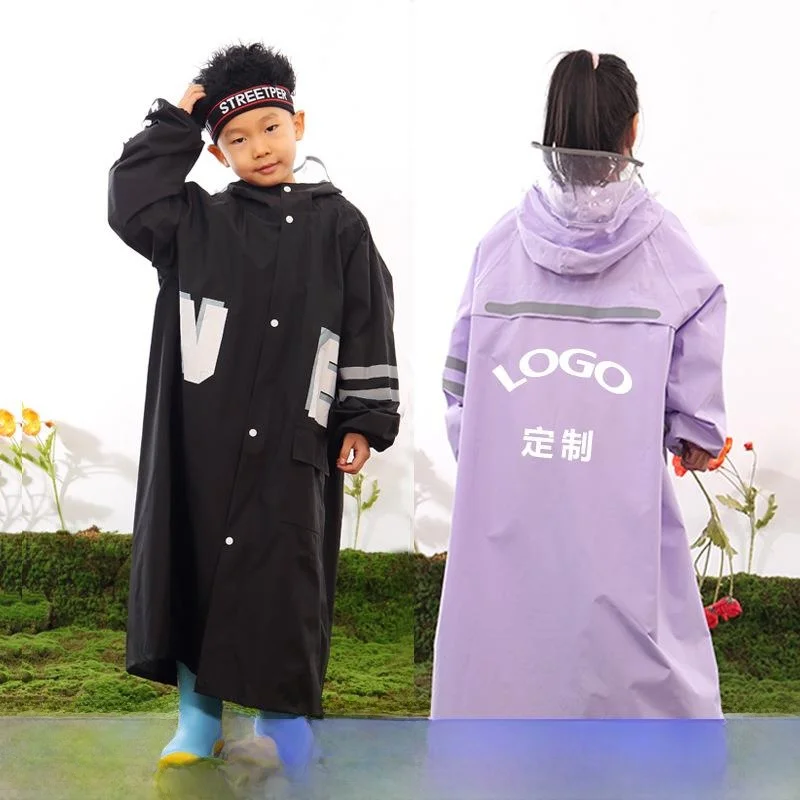 

Детский дождевик с большим местом для рюкзака, с напечатанным логотипом, из мягкой и прочной ткани, с широким козырьком, рекламные подарки