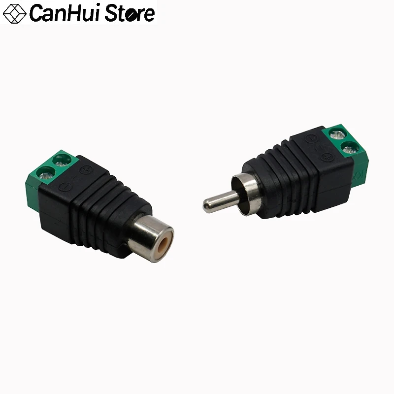 2pcs RCA Male Plug & Female Socket To Terminal Block Adapter For RCA AV Audio Video CCTV Camera Speaker Wire Cable Connector