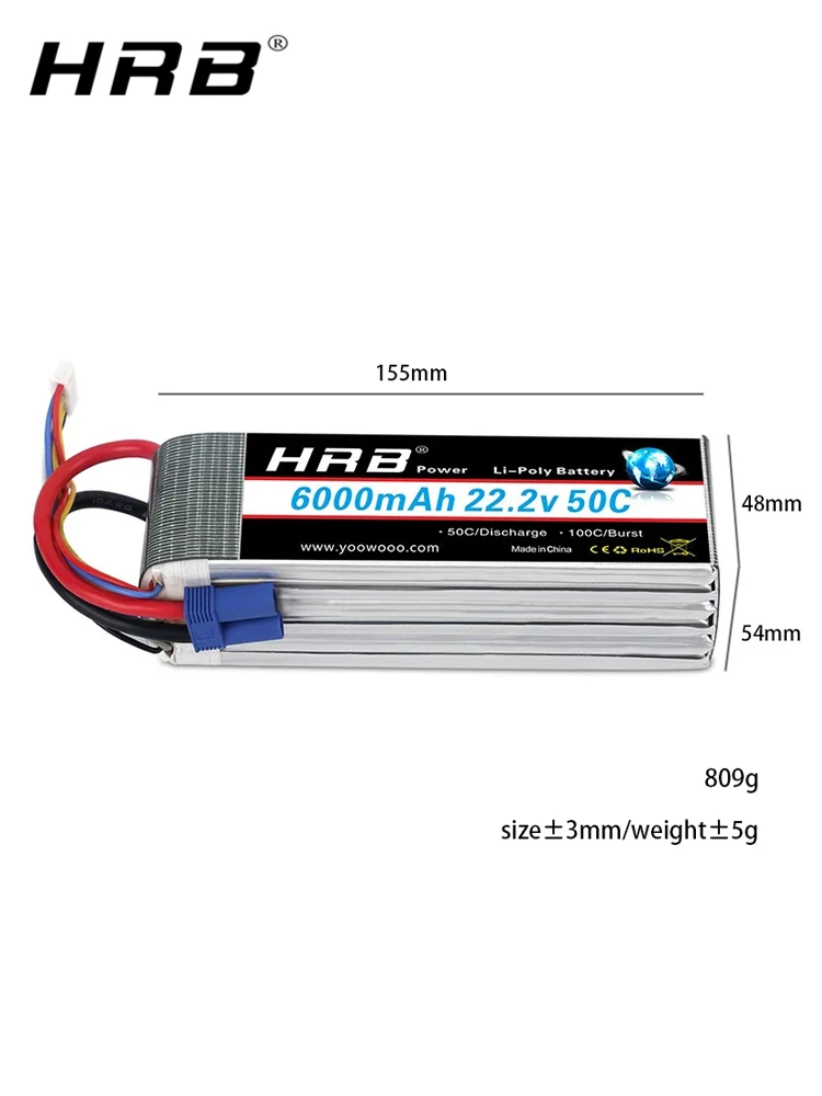 HRB Lipo Batterij 6S 6000mAh XT60 XT90 EC5 50C 22.2V RC Lipo Batterij voor Quadcopter Vliegtuig auto Vrachtwagen 500 600 Helikopter - afbeelding 2