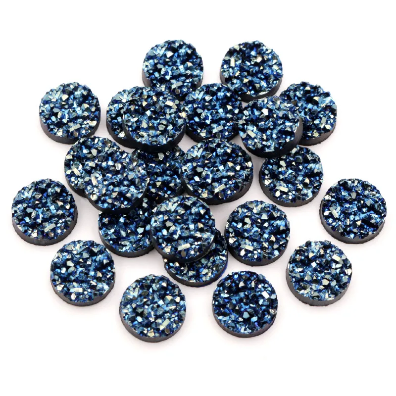 New Fashion 40pcs 8mm 10mm 12mm Mix AB Colors Natural ore Style Flat back Resin Cabochons For Bracelet Earrings accessories