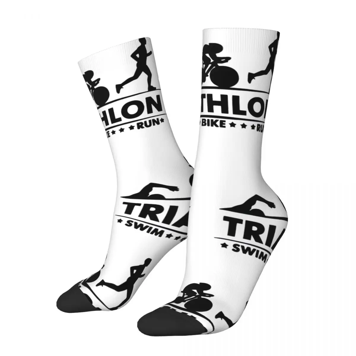 

Triathlon Swim Bike Run Athlete Sport Socks All Season Long Socks Accessories for Man's Woman's Gifts