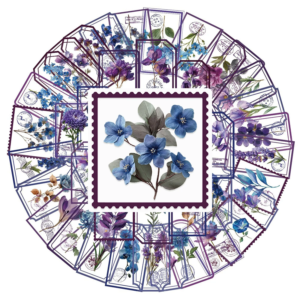 10/30/50 قطعة الجمالية الأرجواني زهرة ختم ملصقات شفافة الكتابة على الجدران ملصق DIY بها بنفسك دفتر الأمتعة الهاتف مقاوم للماء PET الشارات