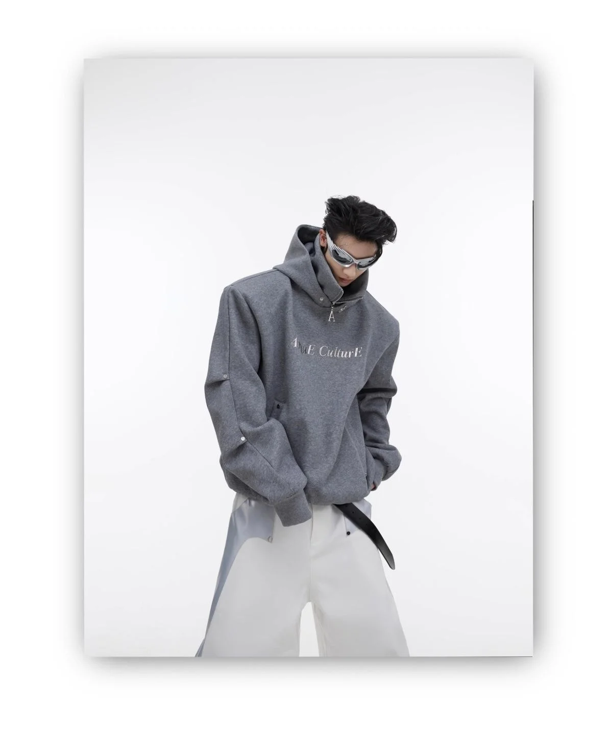 

Mens With Hat Hoodies Biker Leather Embossed Suede Rivet Metal Punk Savage Edgy Bold Personality Rock Hiphop Cool Unique Power