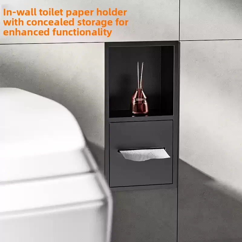 

Stainless Steel Aluminum Alloy Embedded Tissue Box Niche Paper Roll Paper Bathroom Rack Wall Cabinet