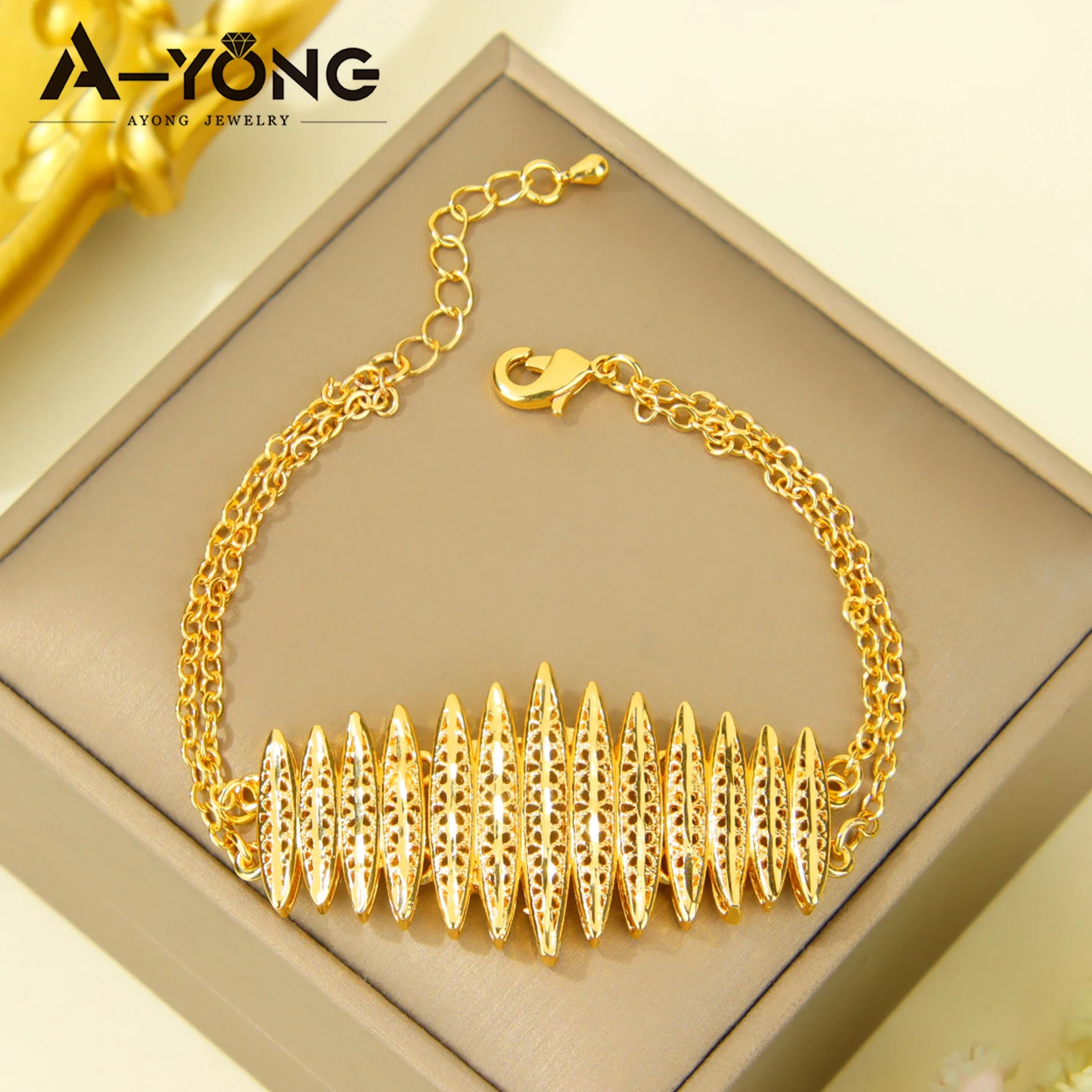 Luxus Dubai Hochzeit Schmuck Set 24k Gold Überzogene Arabisch Braut Gold Halskette Armband Ohrringe Habesha Frauen Party Schmuck – Detail 9