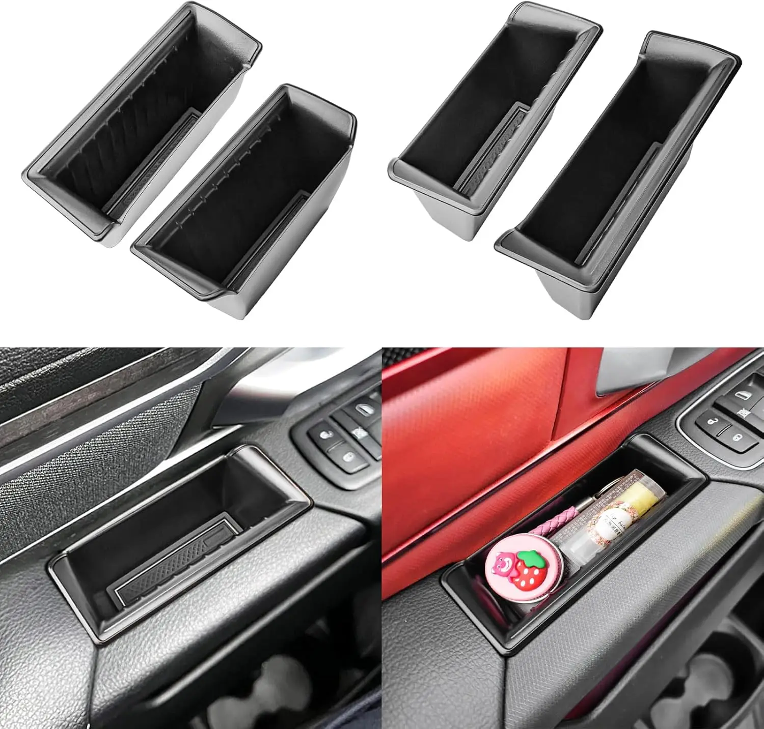 

Door Handle Organizer Tray for Ram 1500 2019-2024 2025 Accessories 4PCS Door Storage Box Pocket Insert ABS 4 Door Side Car Box