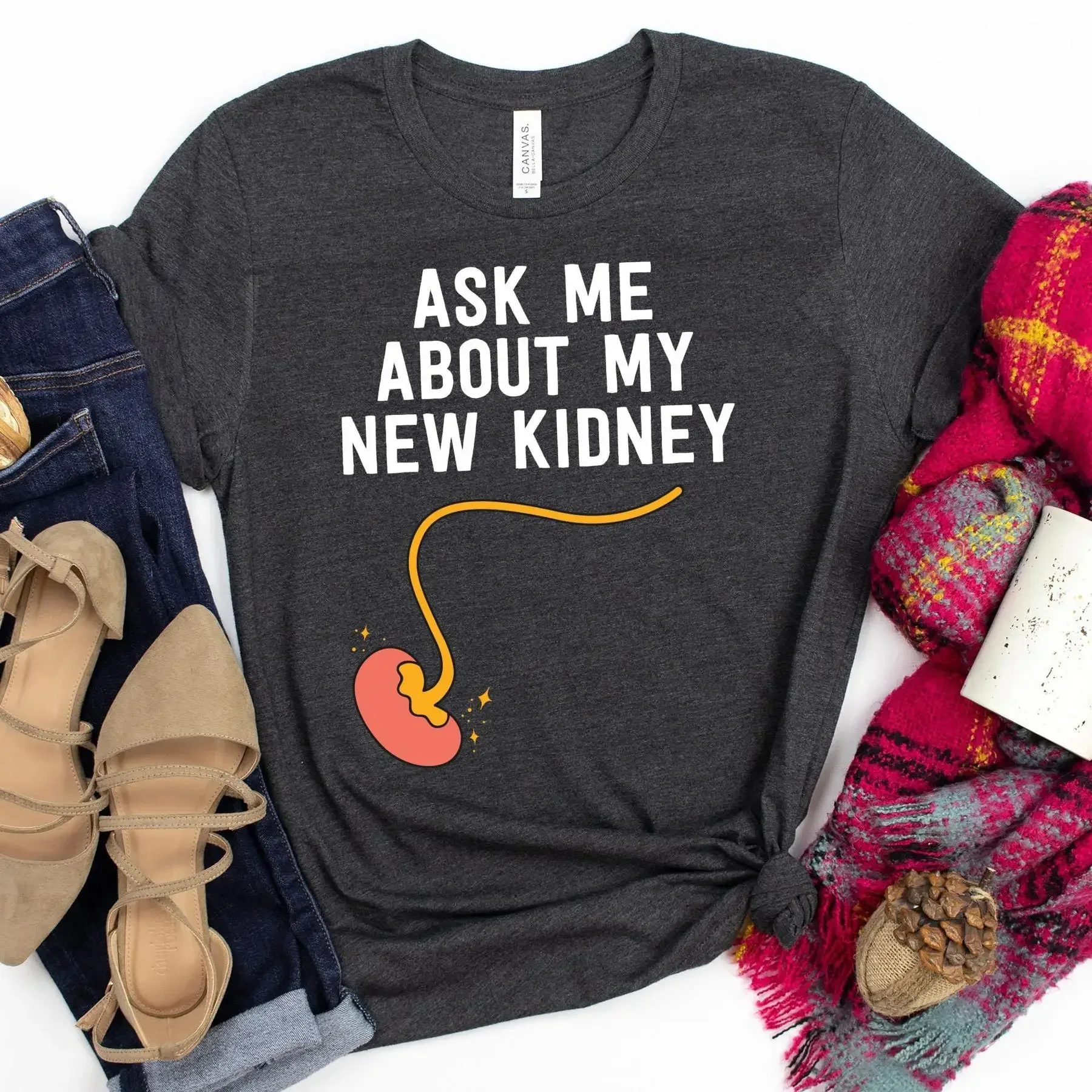 Ask Me About My New Kidney T Shirt Transplant Green Ribbon Donation Organ