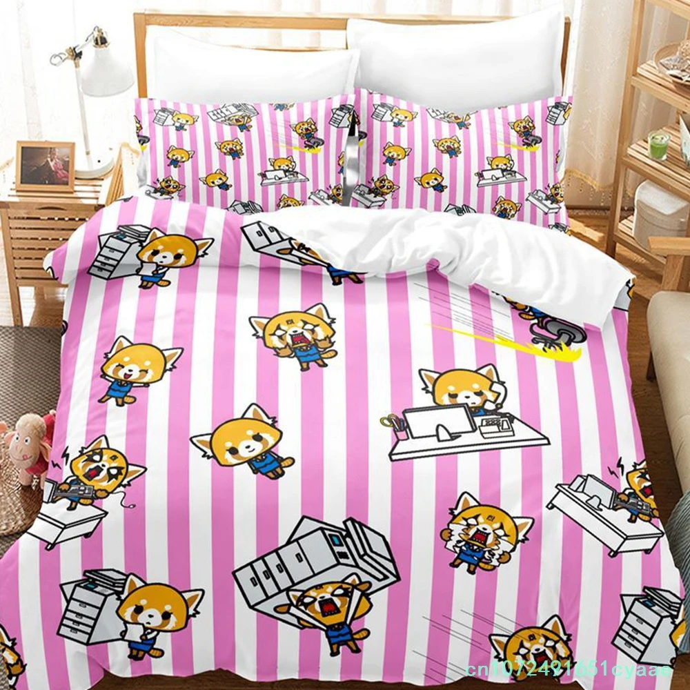 Aggretsuko Bedding Set Single Twin Full Queen King Size Bed Set Aldult Kid Bedroom Duvetcover Sets Anime Parure De Lit Bed