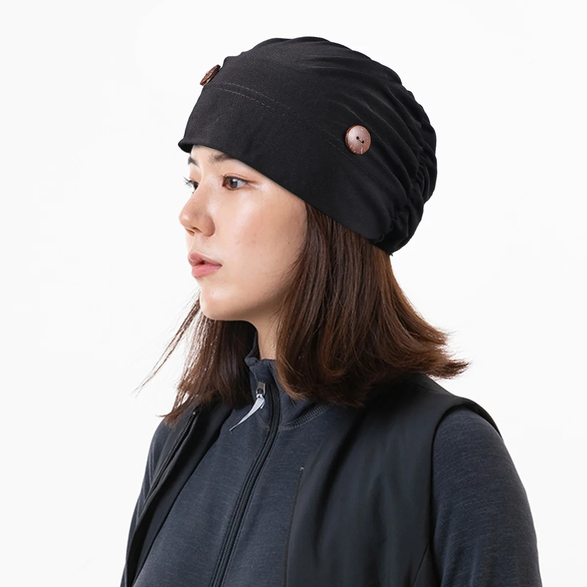 Dames Hoofddoek Zwart Polyester Stretch Chemotherapie Zonnebrandcrème Multifunctionele Hoed Lichtgewicht Ademend Stijlvol Binnen Buiten