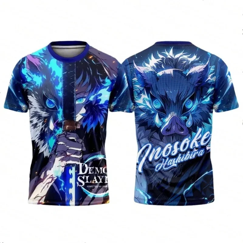 Demon Slayer Inosuke Hashibira Full Print Short Sleeve T-Shirt,  Anime Sport Tee For Men Women Kids, Quick Dry Casual Jersey