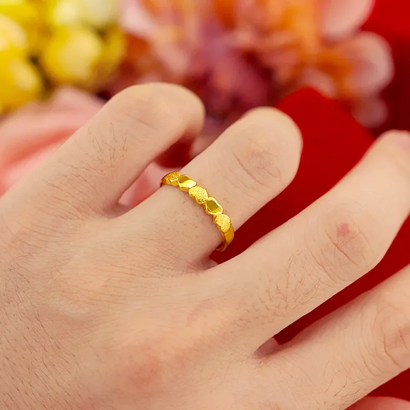 9999 Real Gold 24K Japanese and Korean Fashion Women's Pure Gold Opening Love Little Girl Ring Gold Female Tail Ring