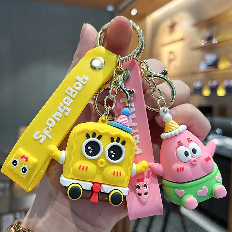 New Creative Funny SpongeBob SquarePants Keychain Cartoon Anime Patrick Star Keychain Jewelry Pendant Children's Toy Party Gift