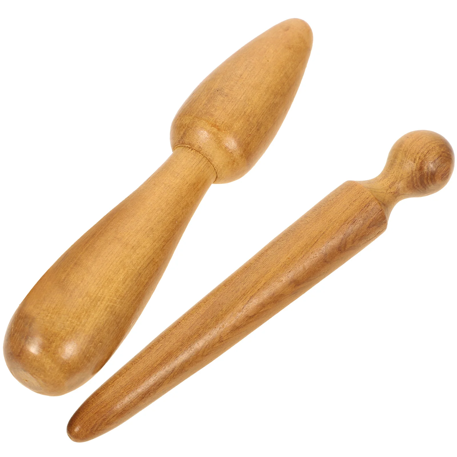 2 Pcs Massage Tools Acupressure Stick Rod Natural Wooden Foot Light Brown Practical Massager Acupoint