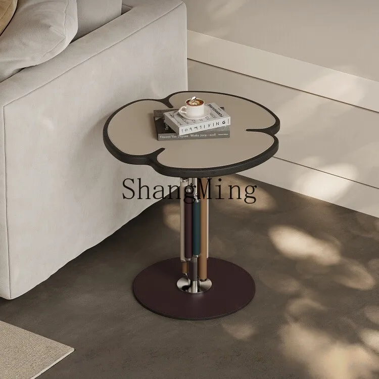 SM الحد الأدنى طاولة جانبية ضوء فاخر السرج الجلود طاولة جانبية غرفة المعيشة شقة صغيرة الإبداعية الرماد أريكة خشبية طاولة جانبية #3