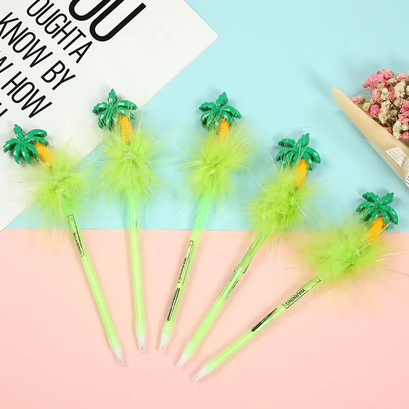 24PCS Resin Coconut Tree Creative Process Pen Student's Gift Gel Pens Kawaii School Supplies Stationery