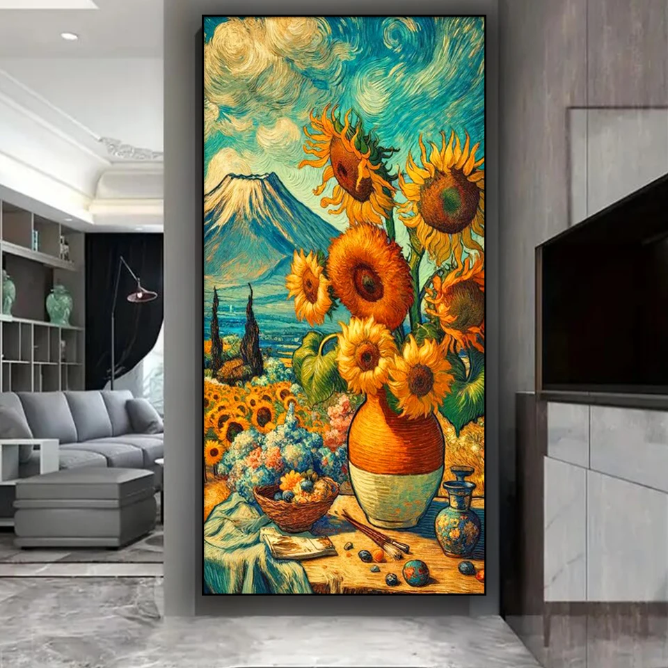 Sunflower Volcano Diy Diamond Painting New 2025 Full Square Round Diamond Art Embroidery Cross Stitch Kit still life Home Decor