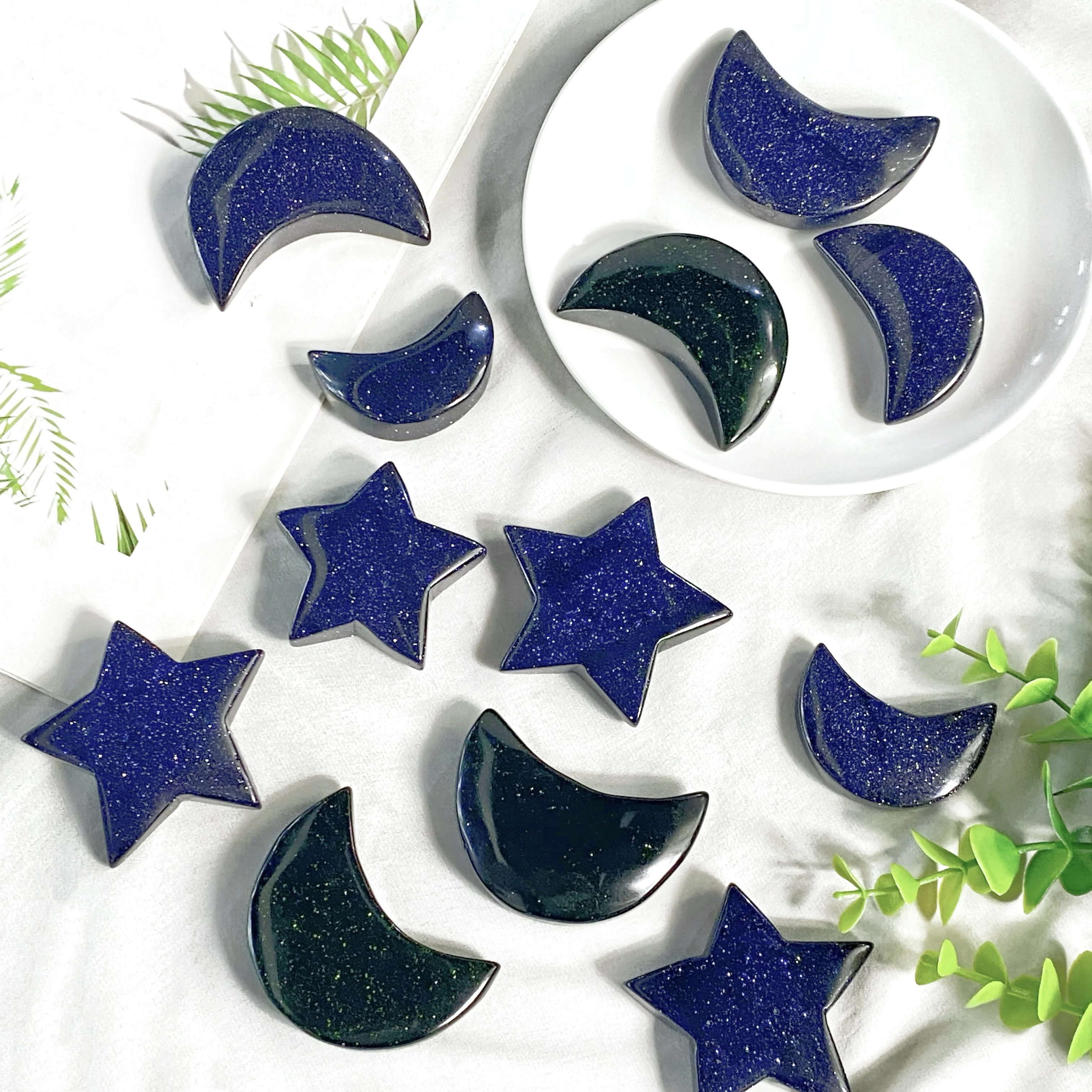 1 قطعة القمر الرملي الأزرق ونجمة نحت الحجر ، مجموعات الحجر ، هدايا ممتازة ، هدية الأسرة والأصدقاء ، ديكور المنزل ، DIY ديسمبر #4