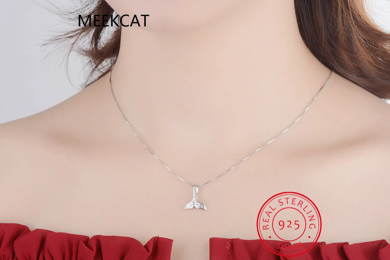 Real Pure 925 Sterling Silver Whale & Dolphin Mermaid Tail Fashion Statement Necklace Handmade Choker collar de plata dz008