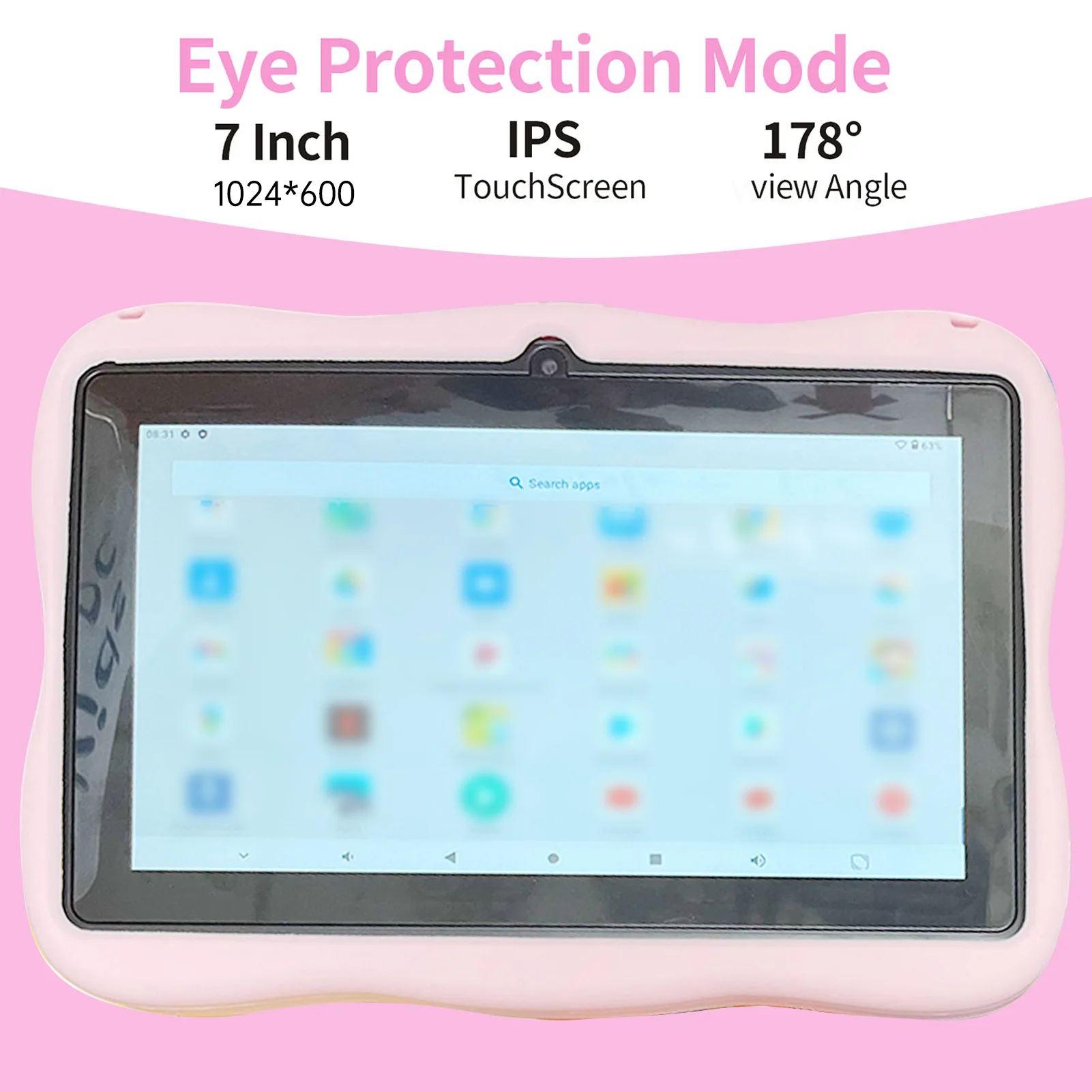 Crianças tablet tela de exibição hd de 7 polegadas para android 7.0 armazenamento 1 + 16g e câmera dupla 200w máquina de aprendizagem educacional precoce para