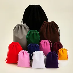 10pcs/lot 20*30cm Black/Grey/Blue/Red/Rose/Coffee Big Drawstring Velvet Pouches Party Wedding Gift Packaging Bags Custom Logo