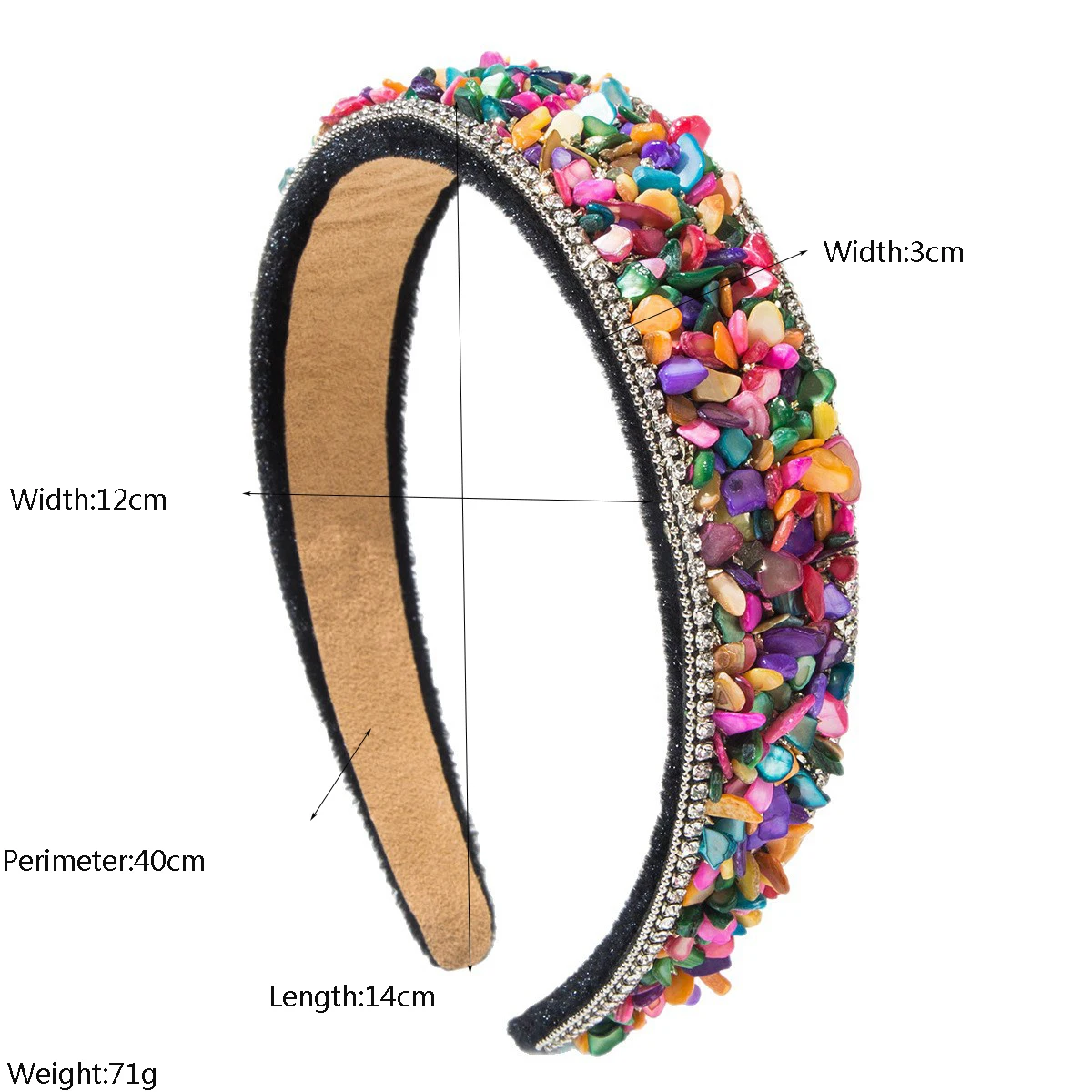 New Retro Heavy Craftsmanship Diamond Inlaid Colorful Stone Headband For Women's Baroque High-End Banquet And Dance Hair