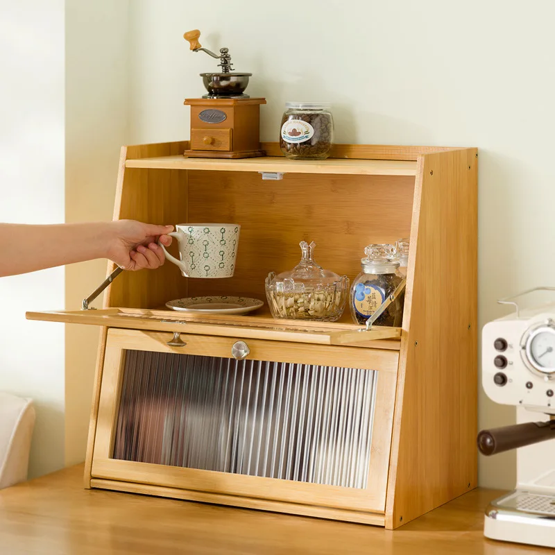 

Desktop storage box Cup storage cabinet Tea set display cabinet Kitchen water cup rack Nanzhu tableware locker