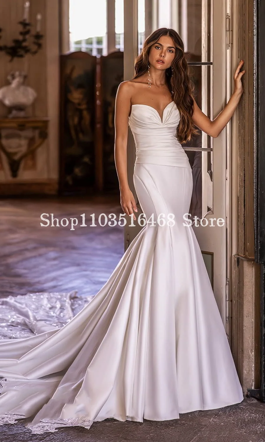 Elegant Mermaid Wedding Dress 2024 White Sheath Lace Bridal Gowns Formal Occasion Customised Long Vestido Noiva